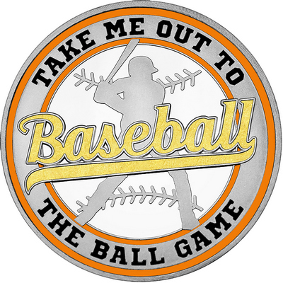 Gold "Baseball" with Orange Outer Circular Borders